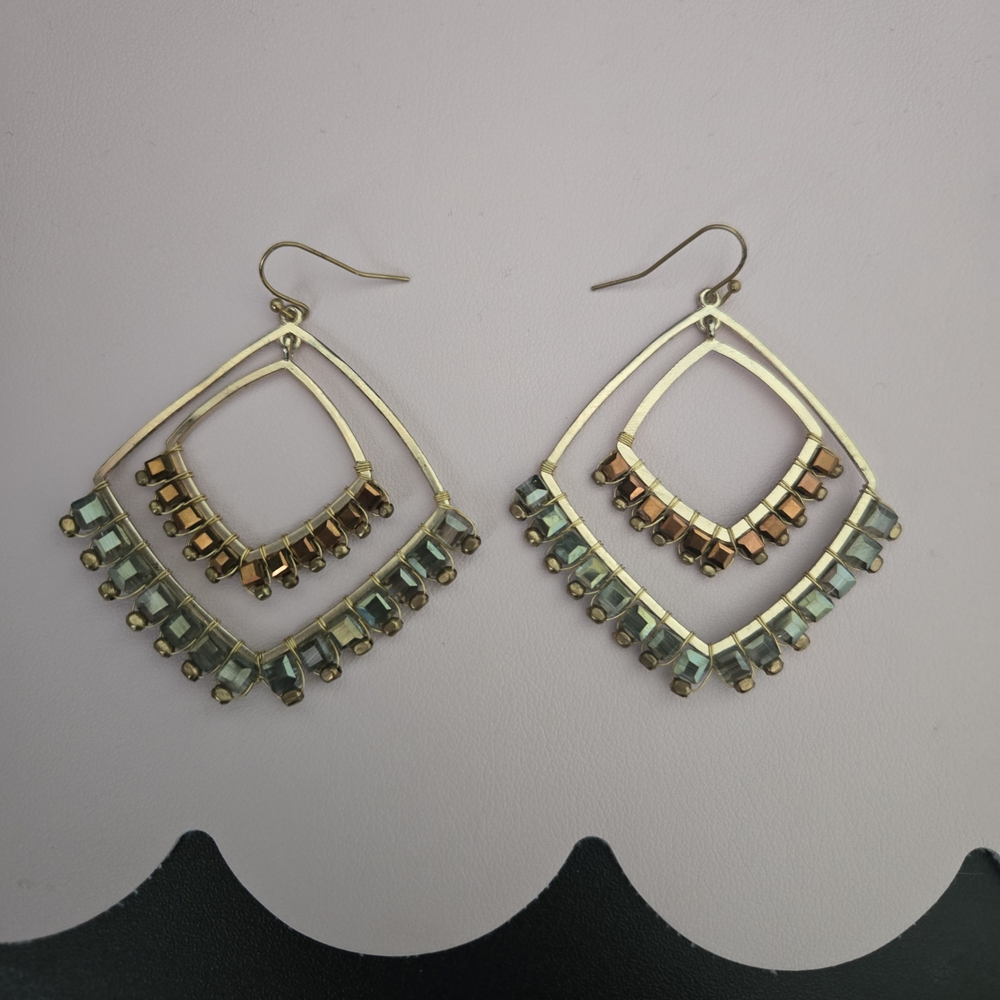 Desi Pakistani Indian Gold-Tone Geometric Dangle Earrings